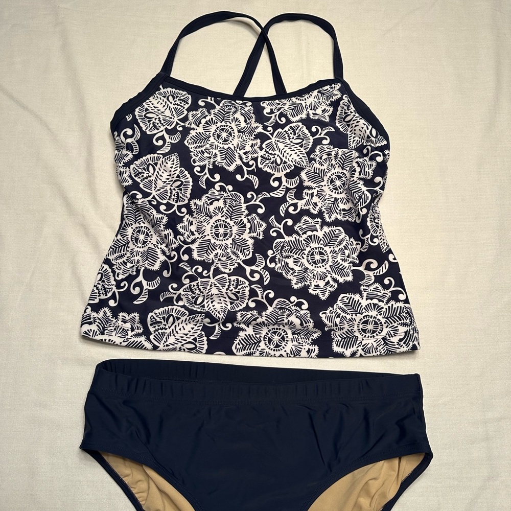 Activa. Navy and White , 2 piece Tankini bathing suit. Worn once.